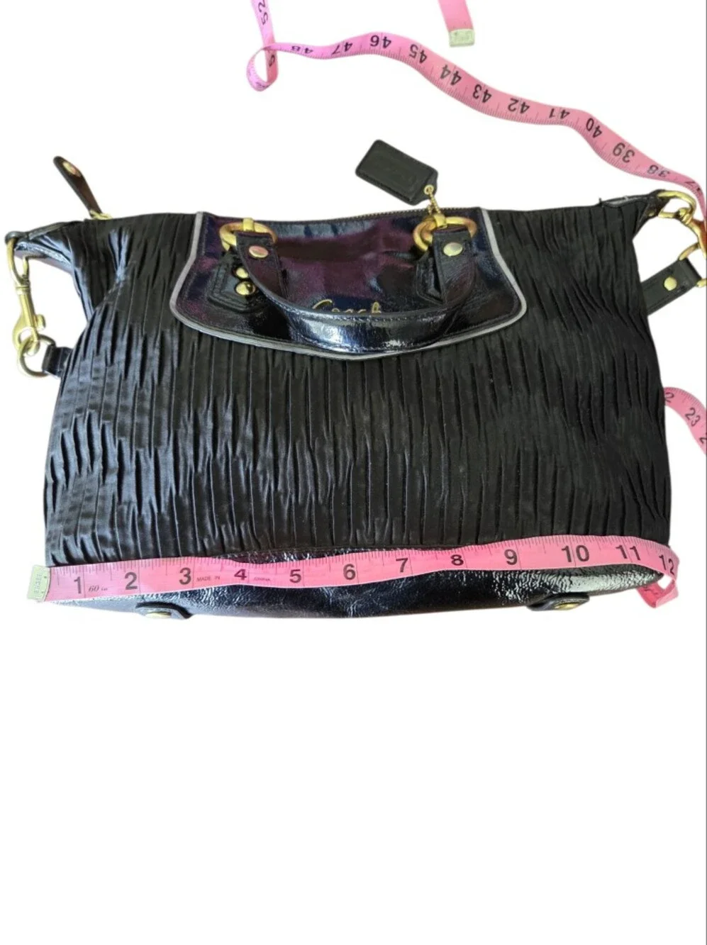 Coach Ashley Gathered Leather Satchel Black Purse F14493 Shoulder Bag Y2k